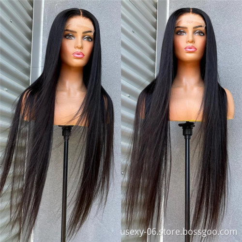 Women raw virgin hair lace front wigs 100% human hair pre plucked HD wig vendor wholesale 40 inch real human hair wig